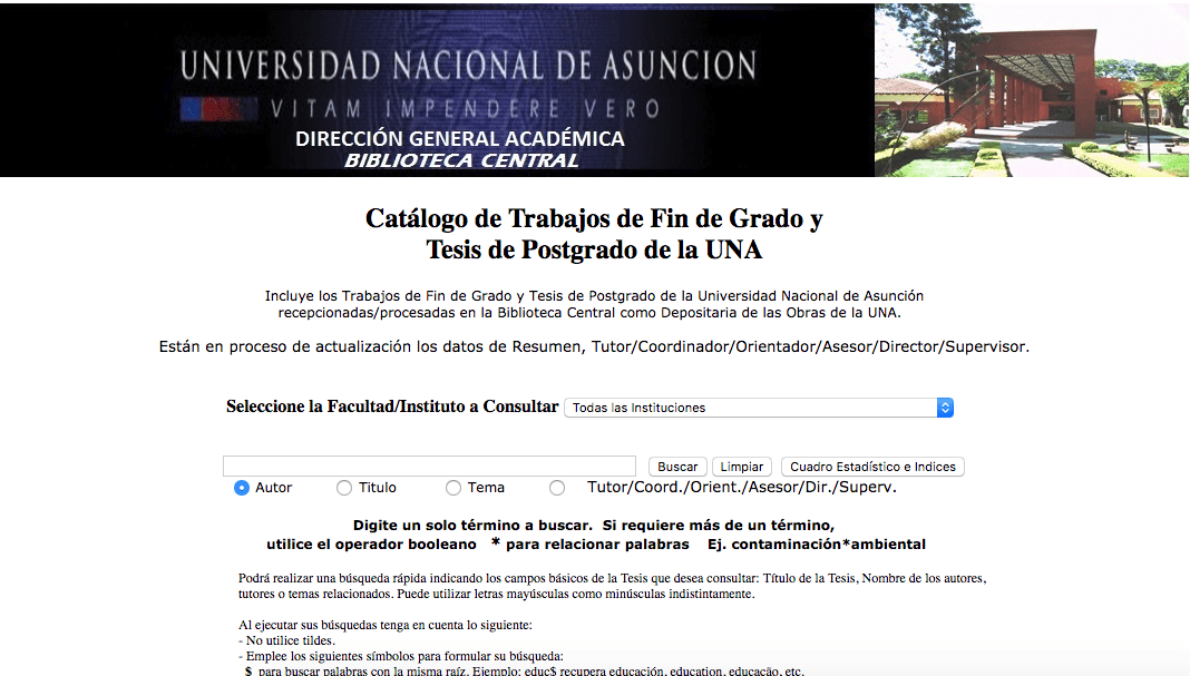 Catálogo de trabajos finales de grado y tesis de postgrado de la UNA -  Universidad Nacional de Asunción