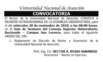 Convocatoria a Reunión Extraordinaria de la Asamblea Universitaria