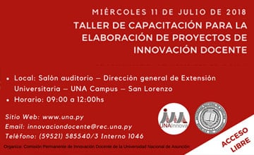 Ofrecerán talleres de capacitación para elaboración de proyectos de innovación docente