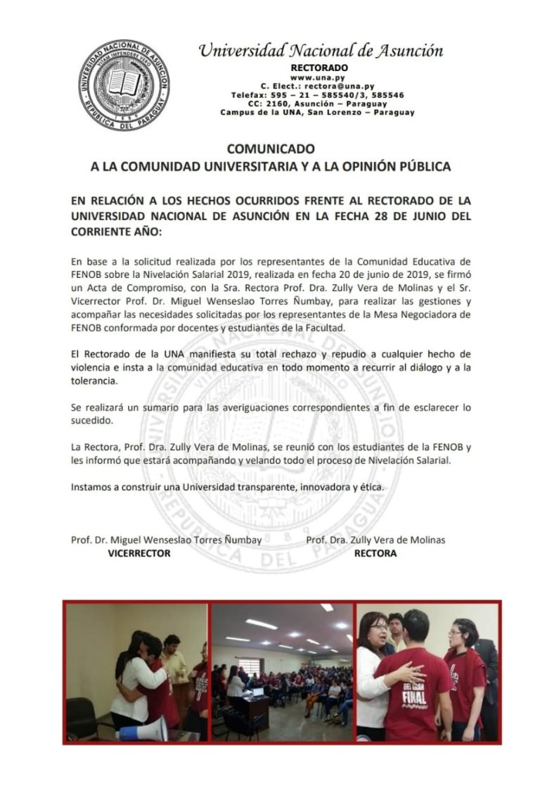 COMUNICADO A LA COMUNIDAD UNIVERSITARIA Y A LA OPINIÓN PÚBLICA