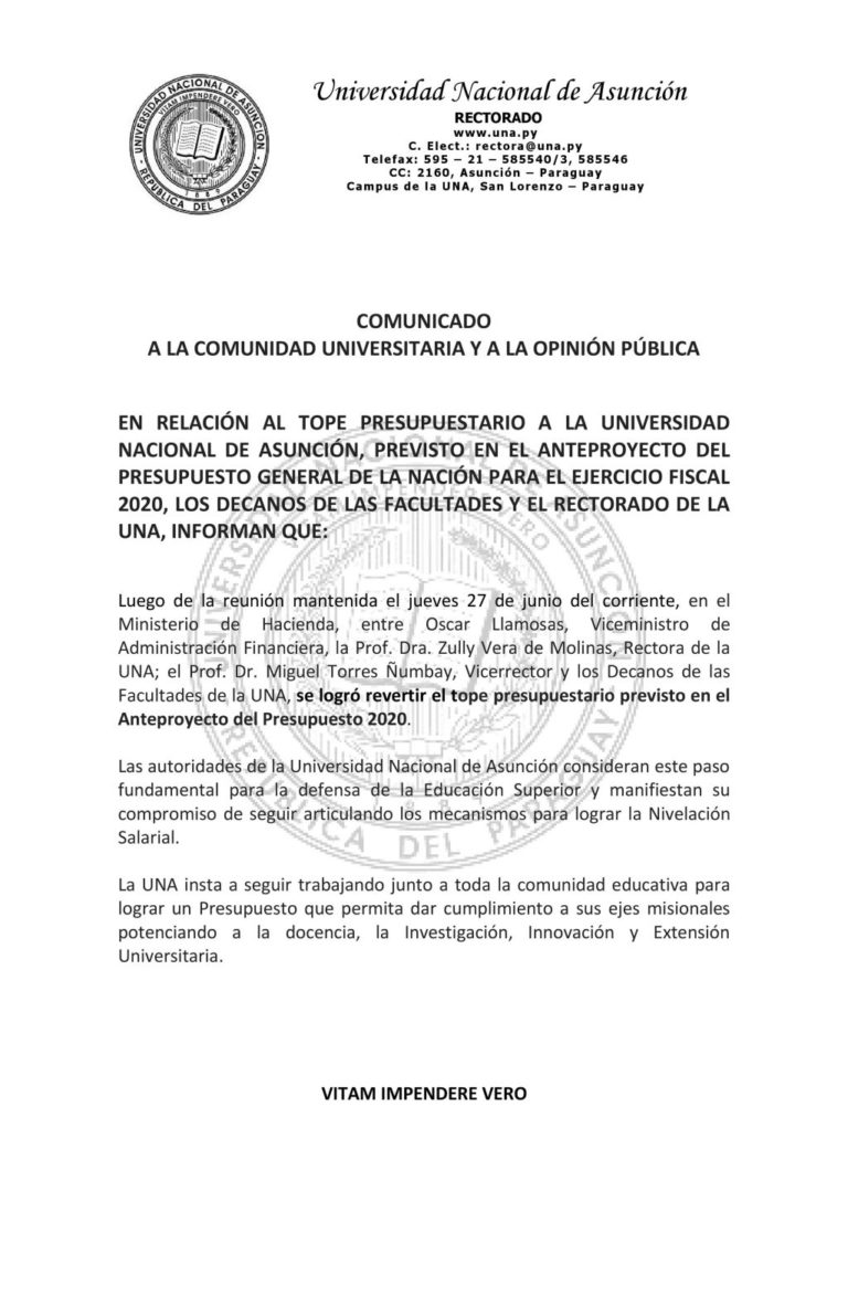 COMUNICADO A LA COMUNIDAD UNIVERSITARIA Y A LA OPINIÓN PÚBLICA