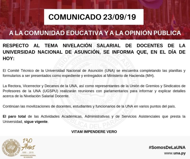 Comunicado a la Comunidad Educativa y a la opinión pública (23-09-2019)