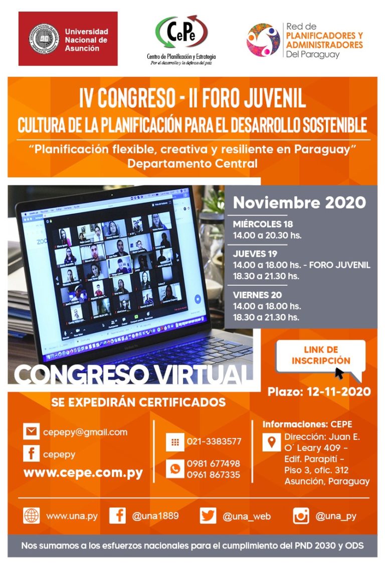 UNA invita a Congreso y Foro virtuales sobre planificación para el desarrollo sostenible