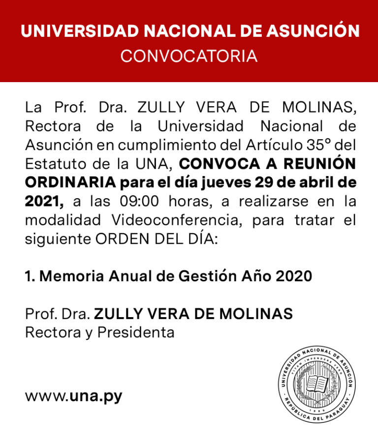 CONVOCATORIA A REUNIÓN ORDINARIA DE LA ASAMBLEA UNIVERSITARIA