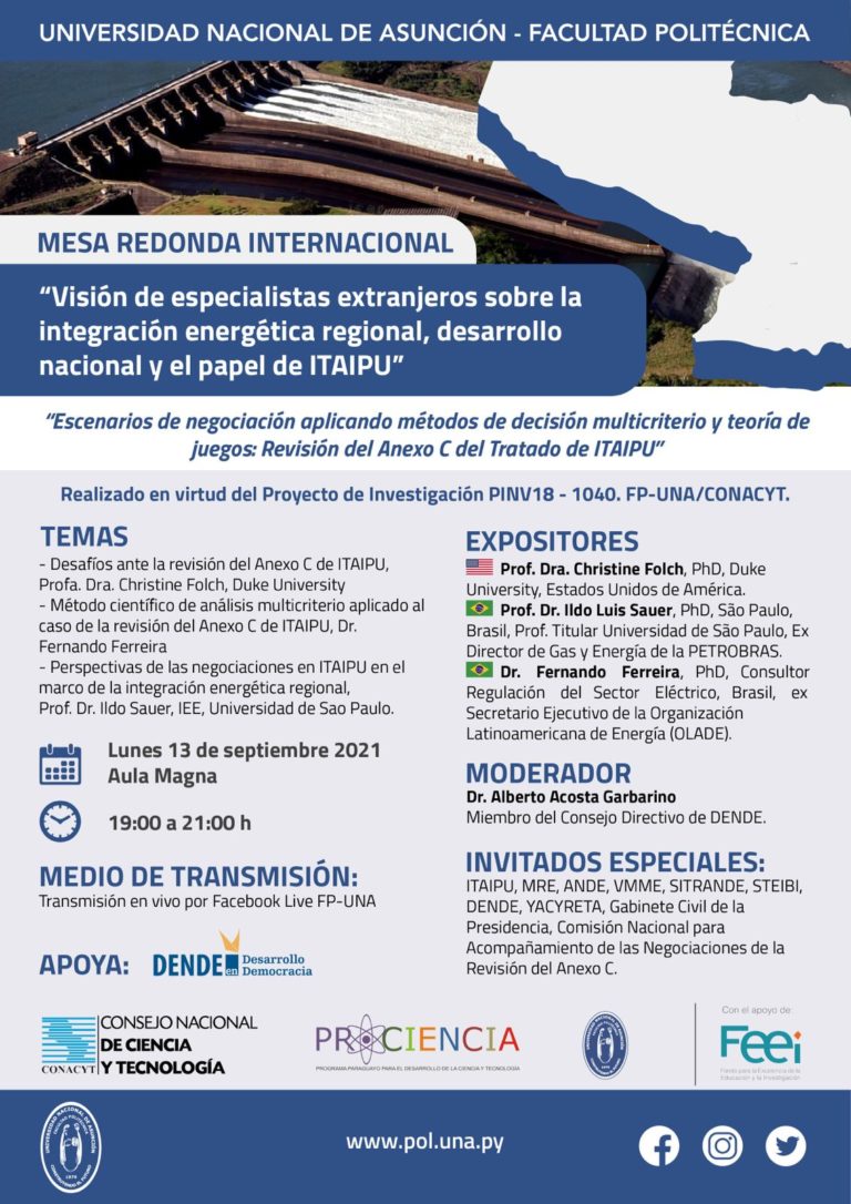 FP-UNA anuncia encuentro internacional sobre revisión del Anexo C de Itaipu