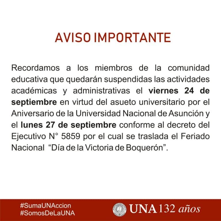 Aviso Importante por suspensión de Actividades