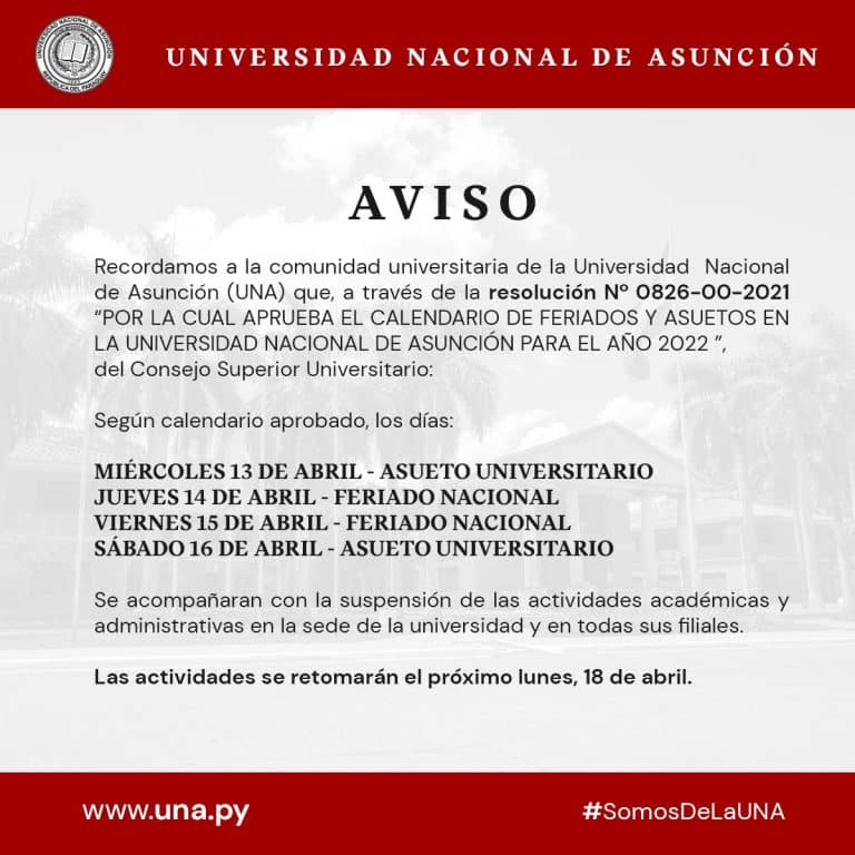 Aviso a la comunidad universitaria – Semana Santa 2022