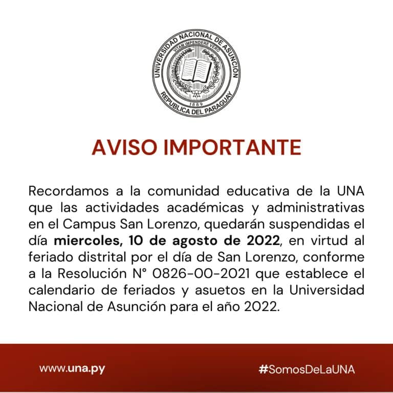 Comunicado sobre Feriado Distrital del 10/08/2022