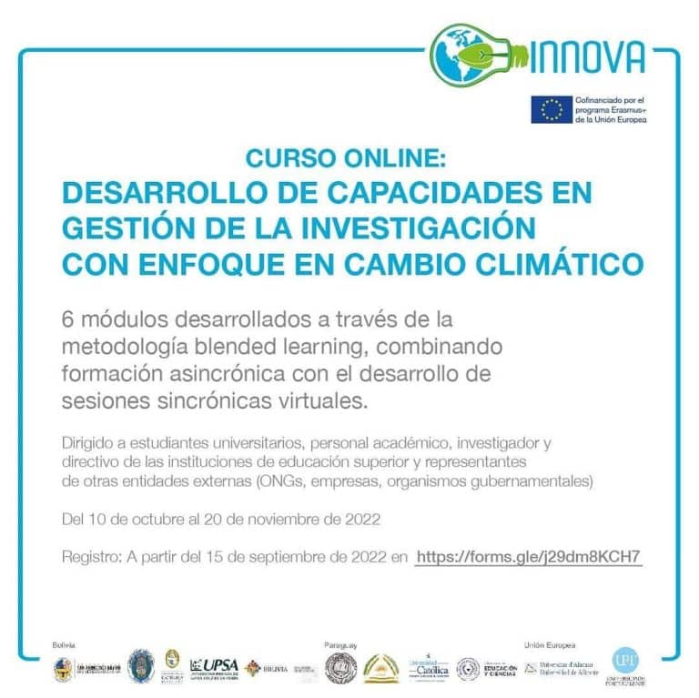 INNOVA: Curso “Desarrollo de capacidades en la gestión de la investigación con enfoque en cambio climático”