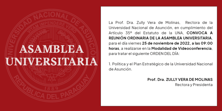 Convocatoria Reunión Ordinaria – Asamblea Universitaria (25/11/2022)