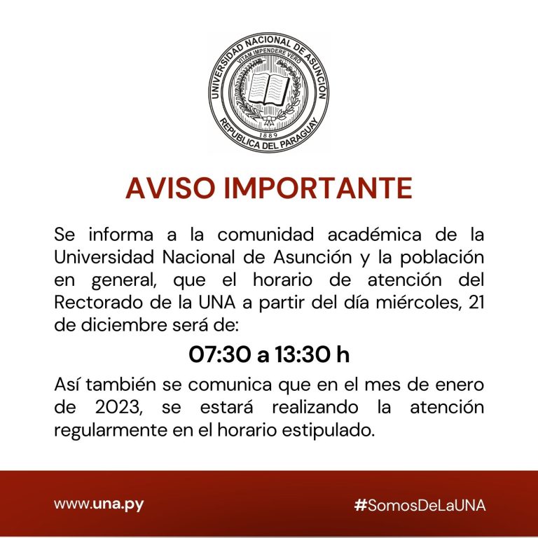 AVISO sobre horario de atención 20/12