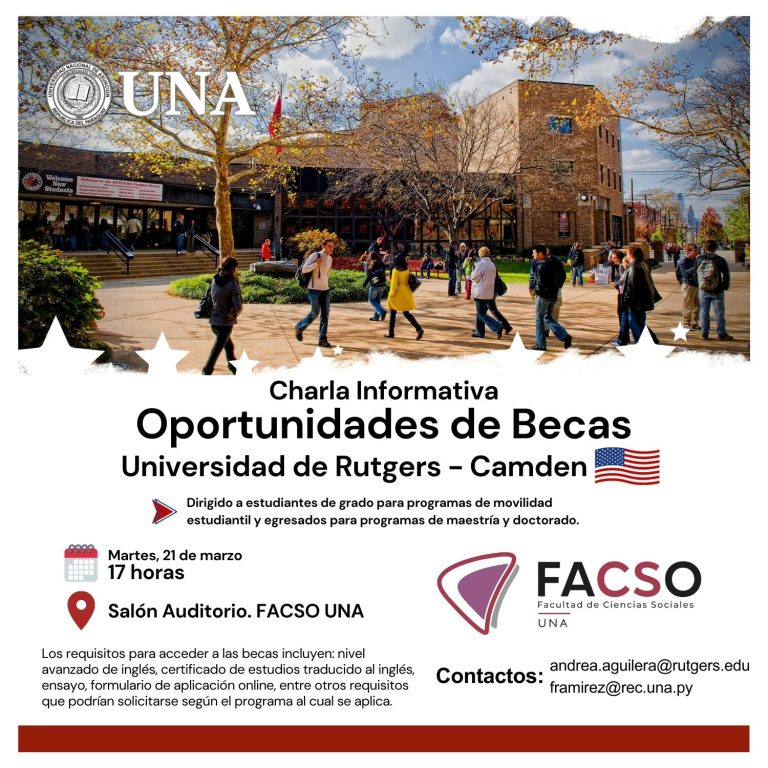 Charla Informativa sobre oportunidades de becas – Universidad de Rutgers – Camden. FACSO