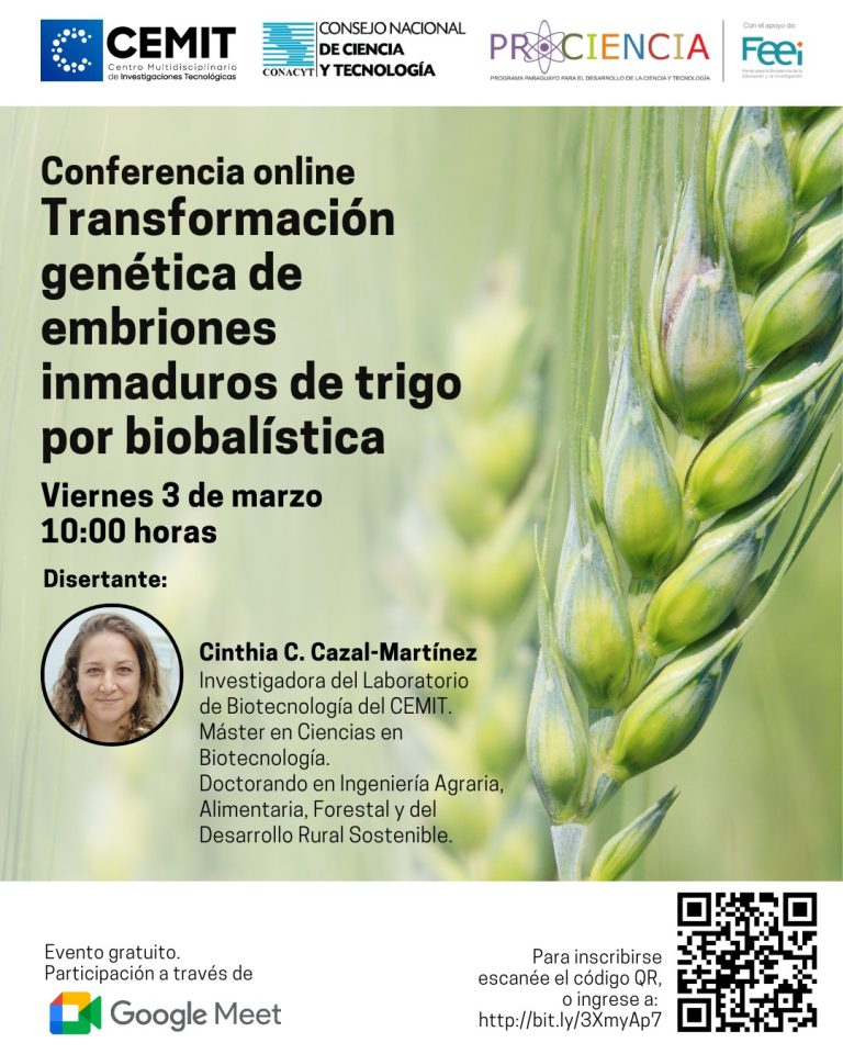 Conferencia «Transformación genética de embriones inmaduros de trigo por biobalística»