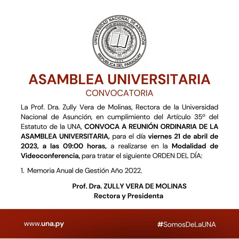 Convocatoria Reunión Ordinaria – Asamblea Universitaria (21/04/2023)