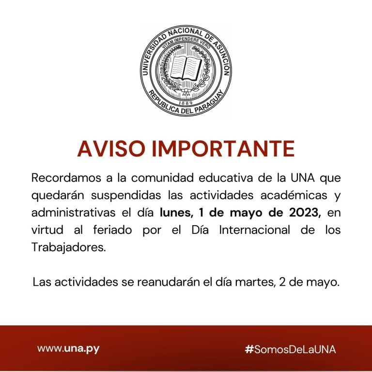 Aviso sobre el feriado del 1 de mayo