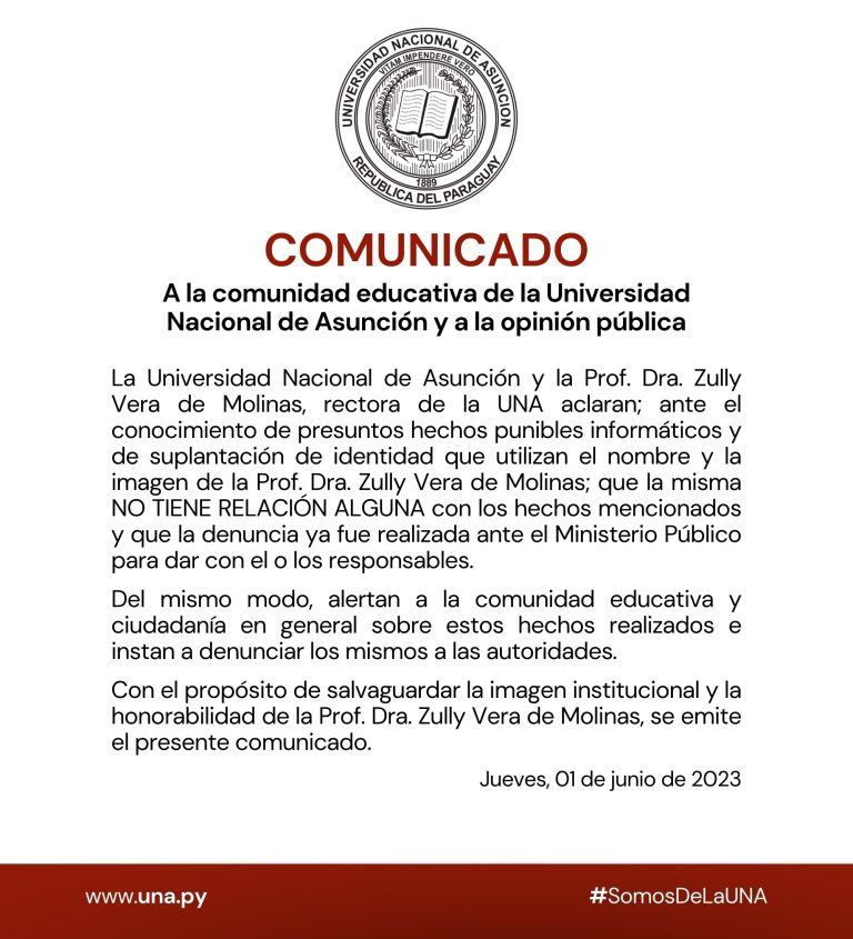 A la comunidad educativa de la Universidad Nacional de Asunción y a la opinión pública