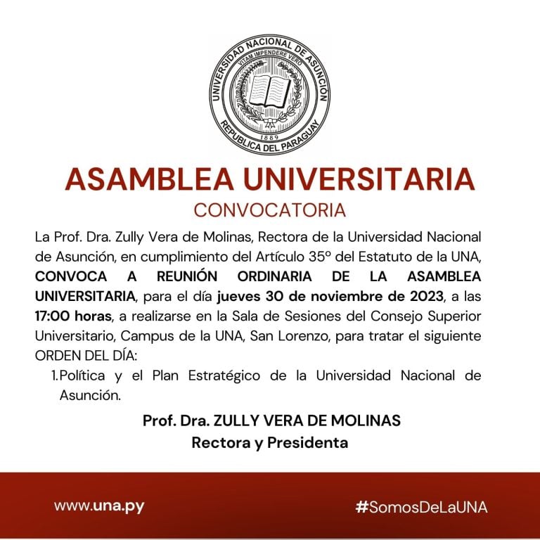 Convocatoria Reunión Ordinaria – Asamblea Universitaria (30/11/2023)