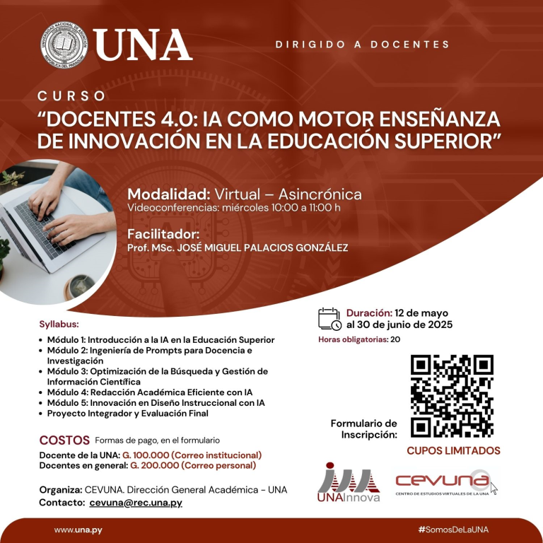 CURSO: «DOCENTES 4.0: IA COMO MOTOR DE INNOVACIÓN EN LA EDUCACIÓN SUPERIOR”