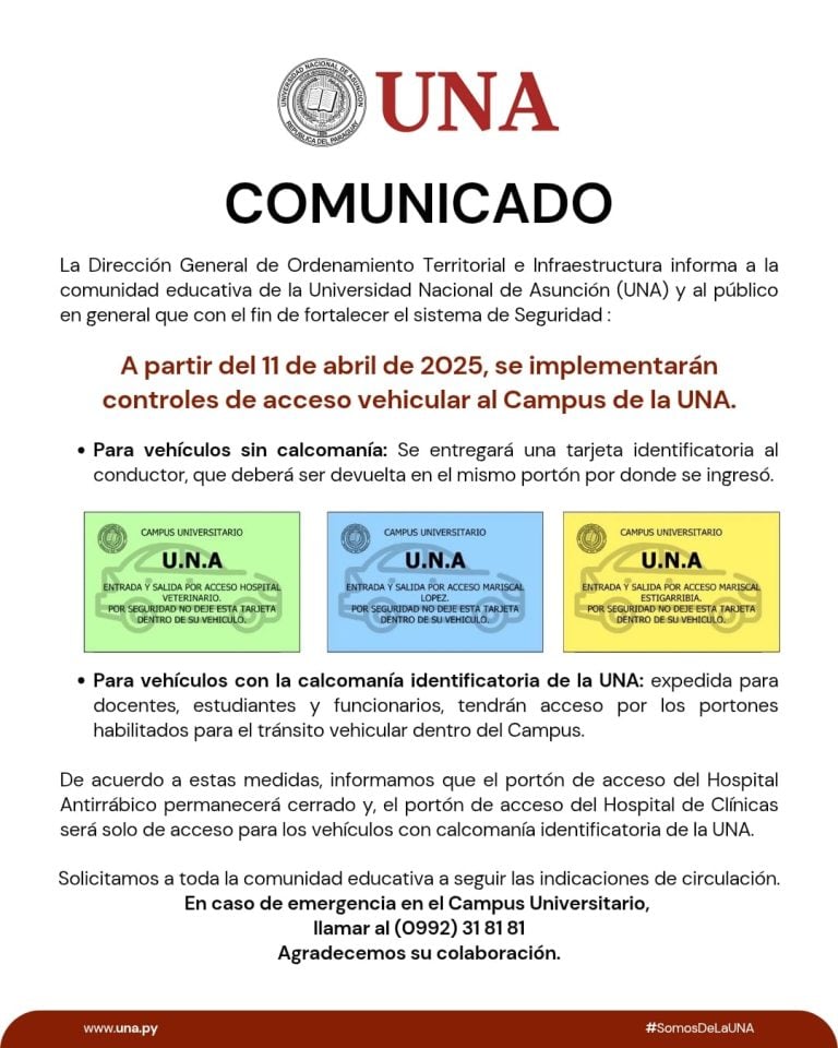 COMUNICADO IMPORTANTE SOBRE CONTROLES DE ACCESO VEHICULAR